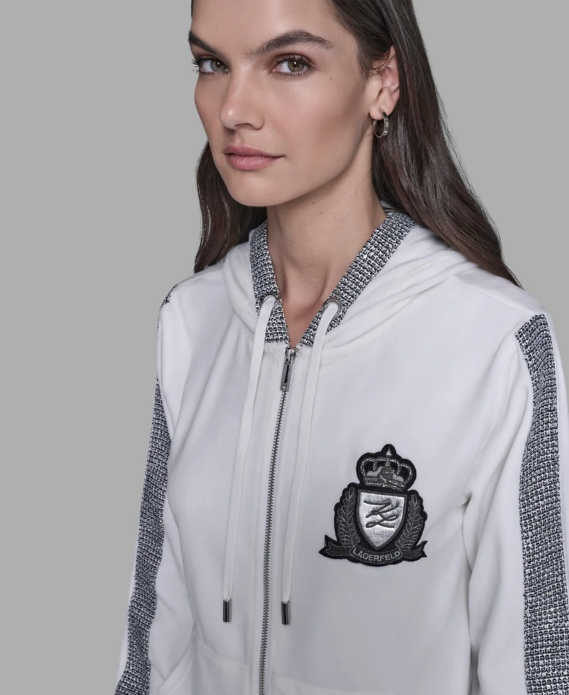 Karl Lagerfeld Paris Women's Zip-Up Hooded Jacket