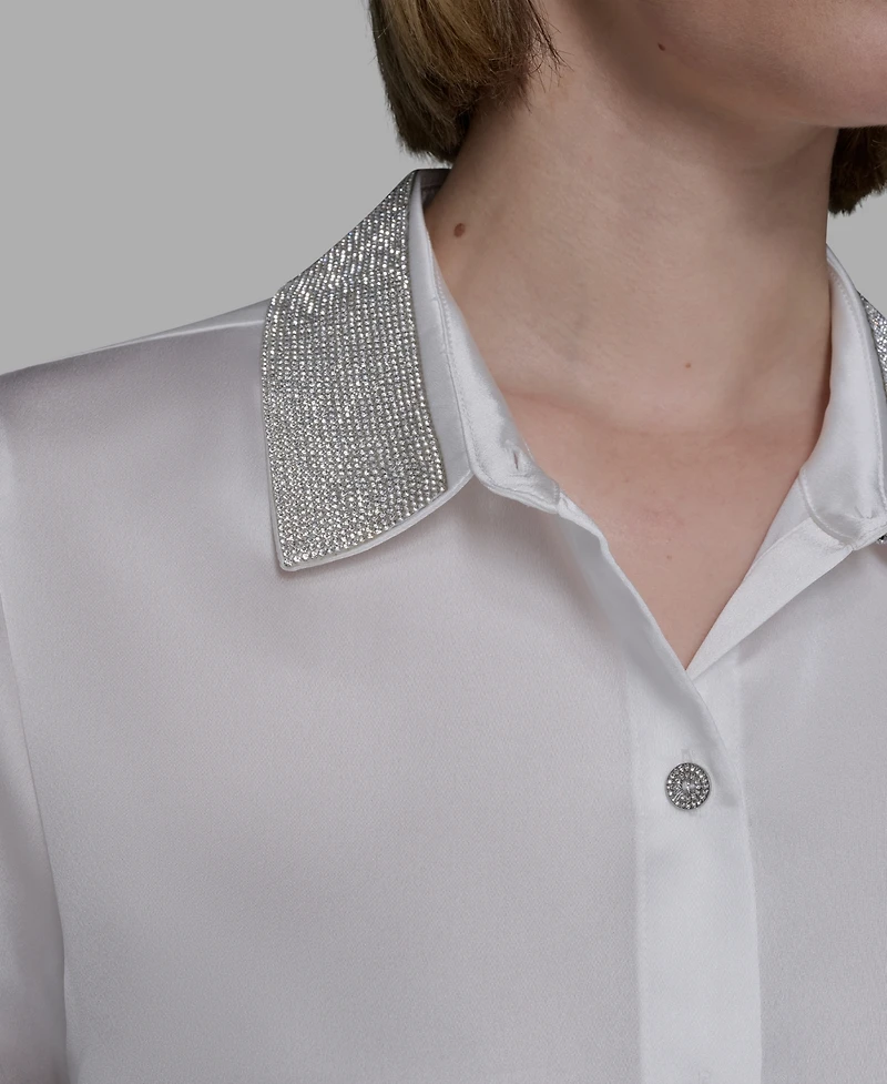 Karl Lagerfeld Paris Women's Collared Neck Shirt