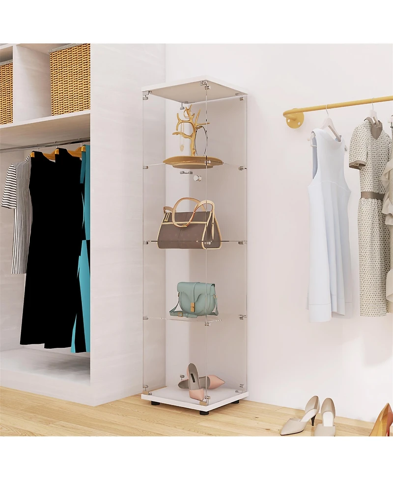 Lovmor Glass Display Case Cabinet with Tempered Glass Doors Large Capacity and Safe Installation