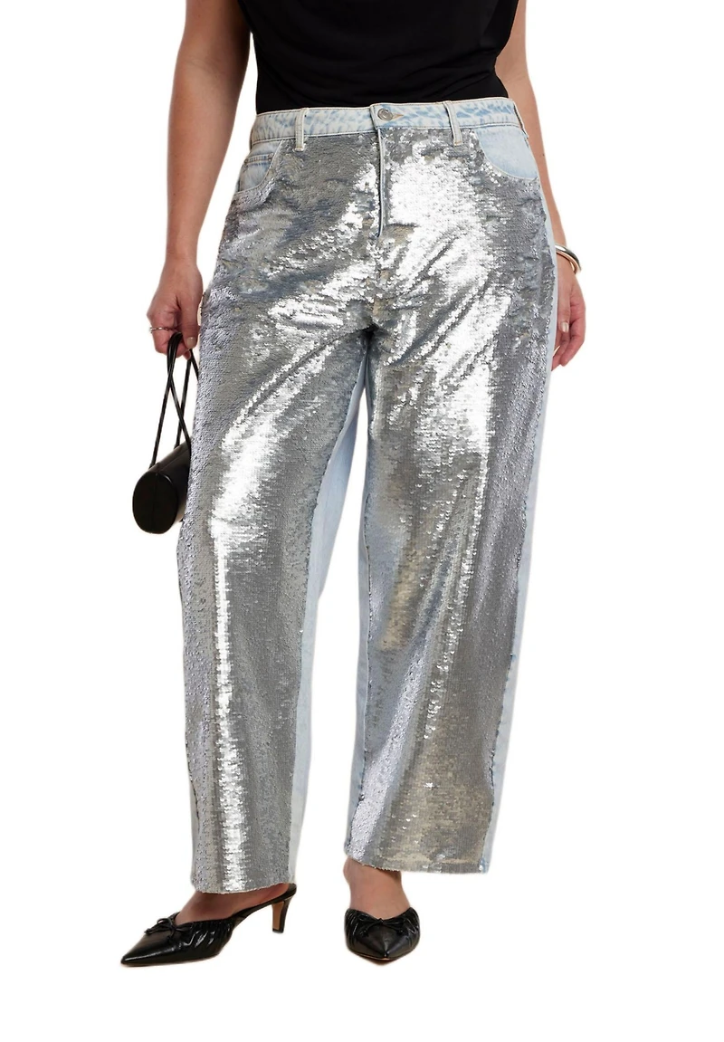 Eloquii Women's Sequin Front Jean