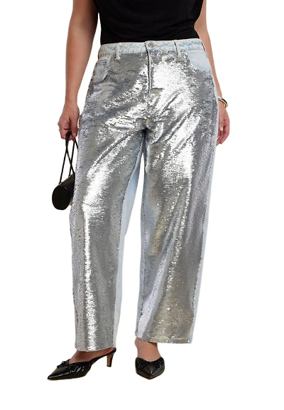 Eloquii Women's Sequin Front Jean