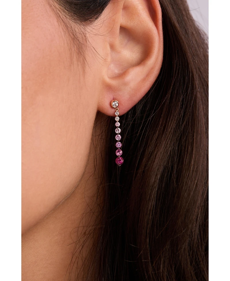 Le Vian Pink Ombre Sapphire (1-1/6 ct. t.w.) & White Sapphire (1/4 ct. t.w.) Drop Earrings in 14k Rose Gold