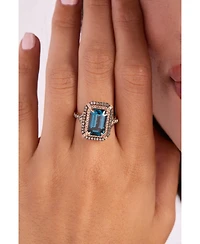 Le Vian Deep Sea Blue Topaz (3-7/8 ct. t.w.) & Diamond (5/8 Double Halo Ring 14k Rose Gold (Also Available White or Yello