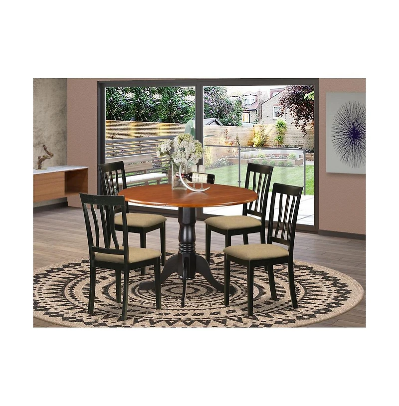 East West Furniture Dining set - 5 Pcs with 4 Wooden Chairs