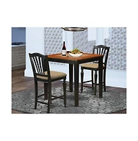 East West Furniture 3 Pc pub Table set - high top Table and 2 Kitchen Chairs