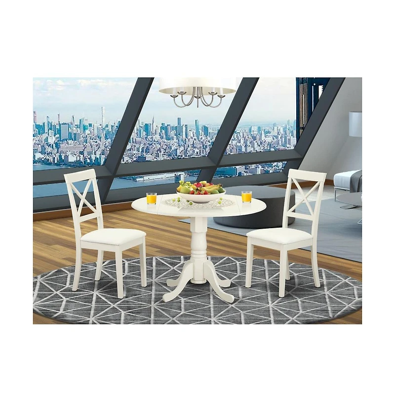 East West Furniture Dining Room Set Linen White