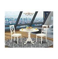 East West Furniture Dining Room Set Linen White