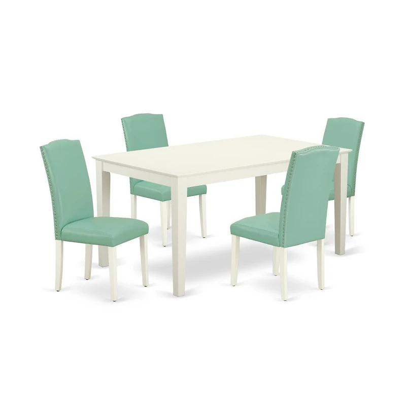 East West Furniture Dining Room Set Linen White