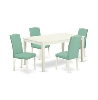East West Furniture Dining Room Set Linen White