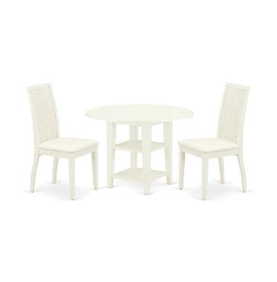 East West Furniture Dining Room Set Linen White