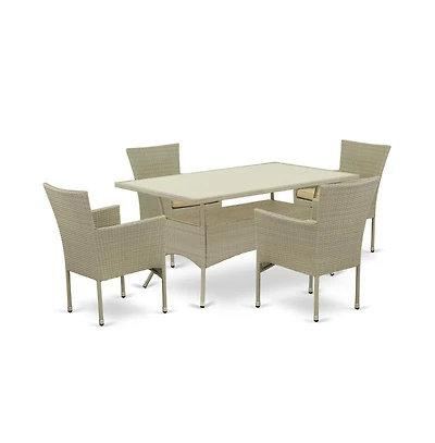 East West Furniture Wicker Patio Set Natural Linen