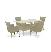 East West Furniture Wicker Patio Set Natural Linen