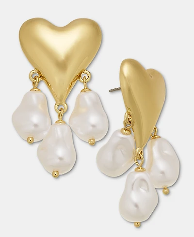 I.n.c. International Concepts Imitation Pearl Charm Heart Drop Earrings, Macy's Exclusive
