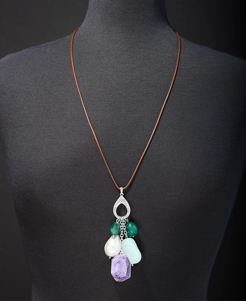 Style & Co Multi-Charm Leather Pendant Necklace, 28" + 3" extender, Macy's Exclusive