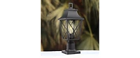 Outdoor Post Light, Black Pole Lantern Lighting Fixture with Pier Mount Base Hard Wired, Outdoor Column Lights Exterior Lamp Post Lantern with Glass f