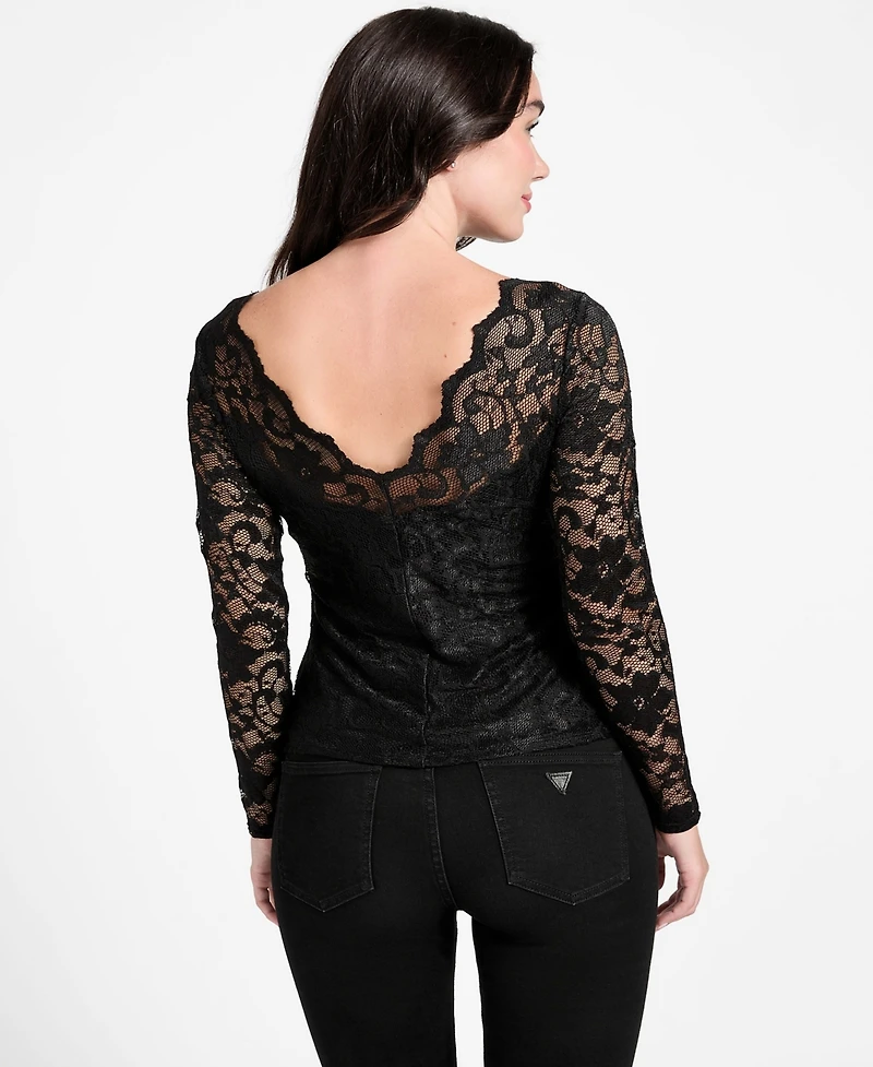 Guess Women's Nataliya Long-Sleeve Lace Top