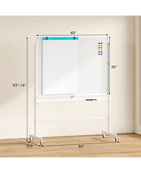 48"x36" Mobile Magnetic Double-Sided Reversible Whiteboard Height Adjust