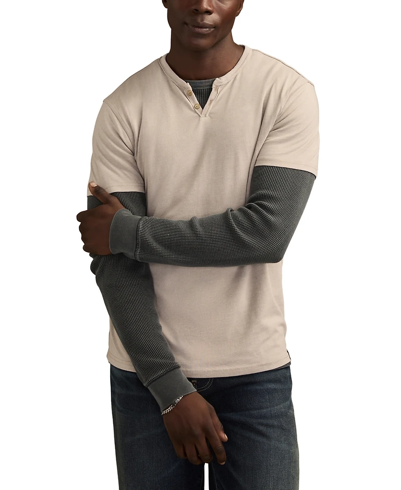 Lucky Brand Men's Venice Burnout Notch Neck T-shirts