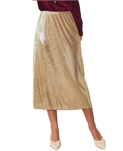 Cupshe Women's Starlit Nights Gold Midi Skirt