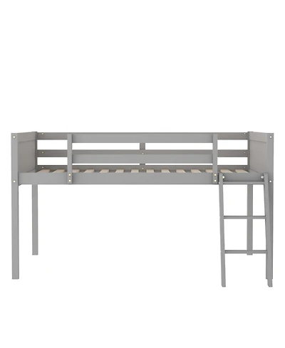Full Wood Low Loft Bed With Ladder, Ladder Can Be Placed On The Left Or Right