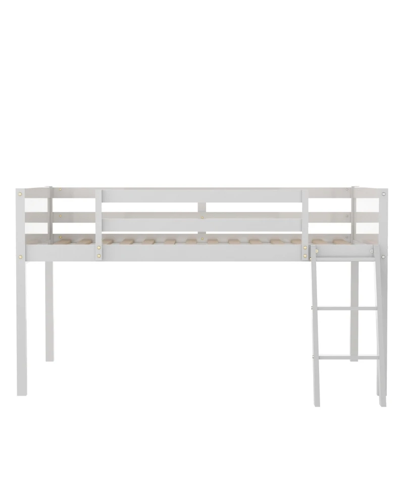 Full Wood Low Loft Bed With Ladder, Ladder Can Be Placed On The Left Or Right