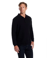 Weatherproof Vintage Men's Cotton Cashmere Long Sleeve Polo Sweater