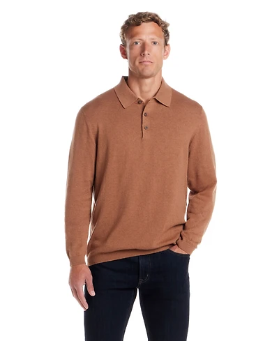 Weatherproof Vintage Men's Cotton Cashmere Long Sleeve Polo Sweater
