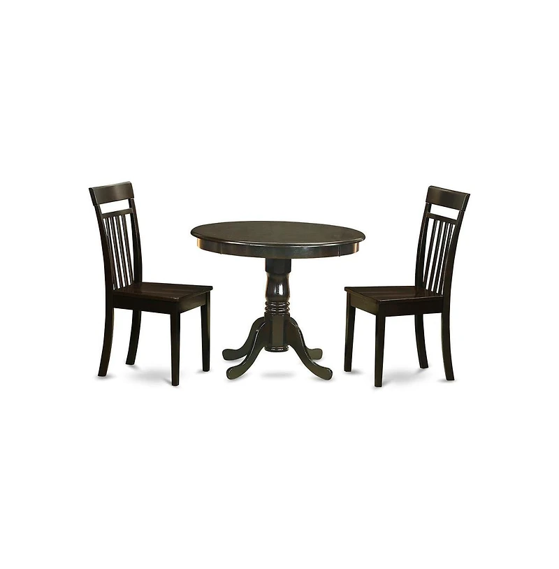 East West Furniture 3 Pc Kitchen Table set-Kitchen Table and 2 Dining Chairs
