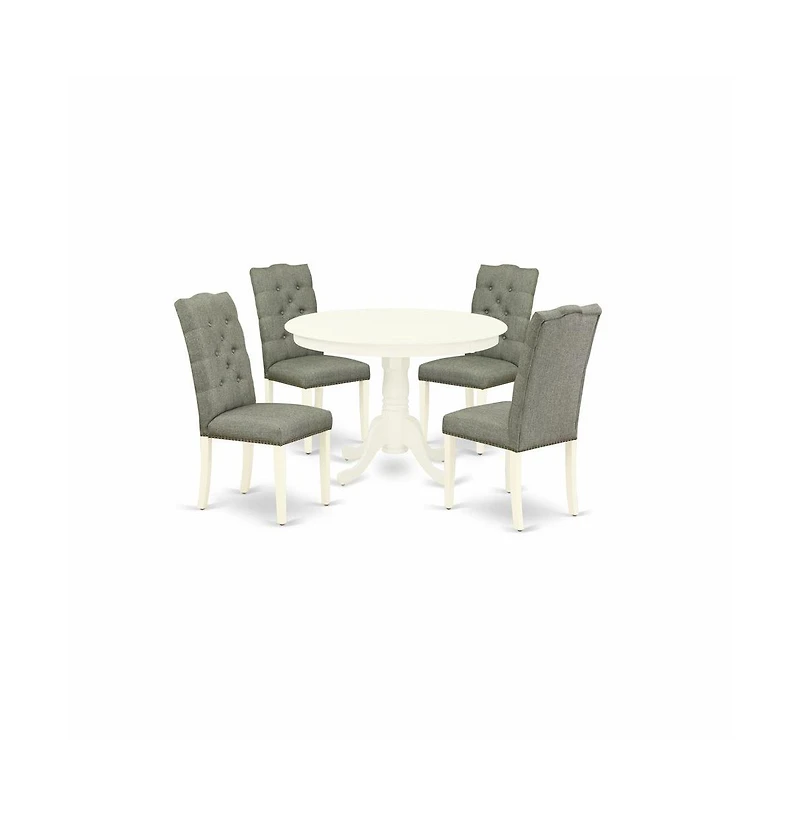 East West Furniture Dining Room Set Linen White