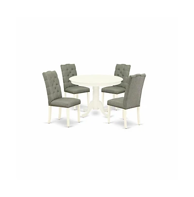 East West Furniture Dining Room Set Linen White