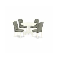 East West Furniture Dining Room Set Linen White