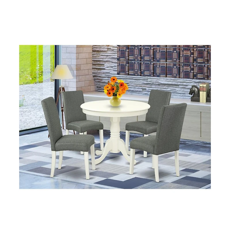 East West Furniture Dining Room Set Linen White