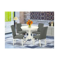 East West Furniture Dining Room Set Linen White