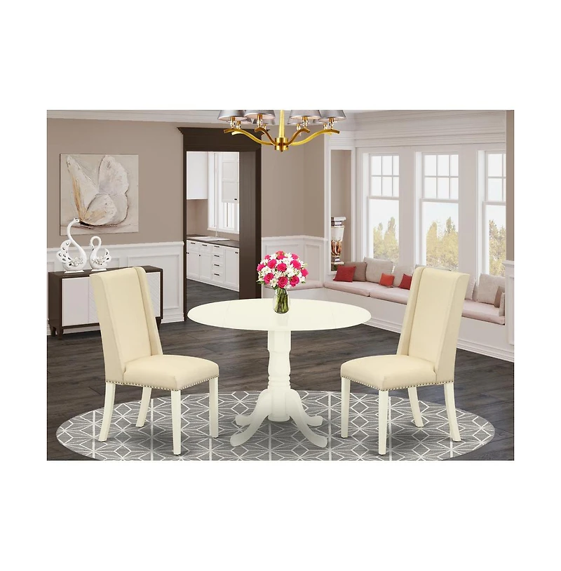 East West Furniture Dining Room Set Linen White