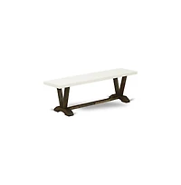 East West Furniture 3 Piece Dining Room Table Set - 1 Linen White Dining Table and 2 Wood Benches - Reliable and Sturdy Construction