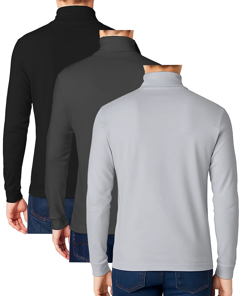 Galaxy By Harvic Men's 3-Pack Long Sleeve Turtle Neck T-Shirt