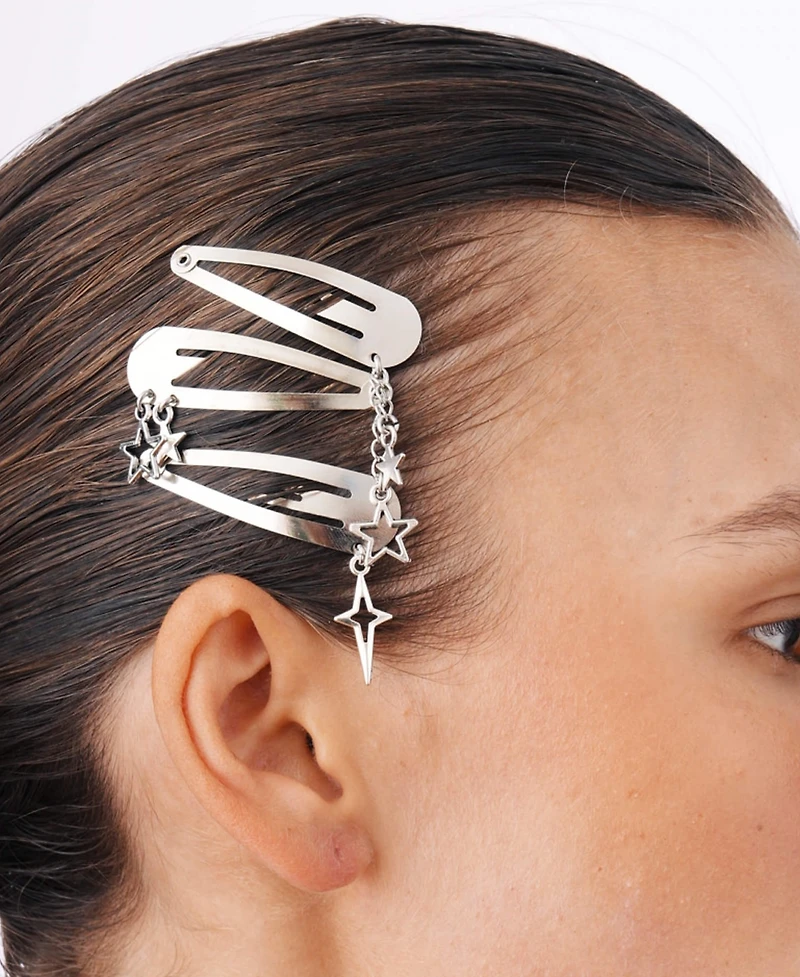 Steel Snap Hair Clips With Star Charms