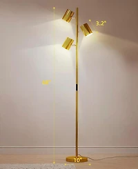 Sugift Modern 3-Head Adjustable Floor Lamp with Independent Switches, Led Bulbs Included, Tall Standing Lamp