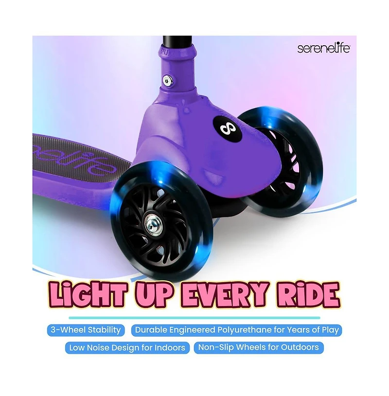 3-Wheel Foldable Kids Scooter - Child Toy Scooter with Built-in Led Wheel Lights, Foldable Seat, and Easy Maneuvering