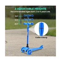 Lightweight and Adjustable Mini Kickboard Scooter with Led Light Wheel for Kids (Blue)