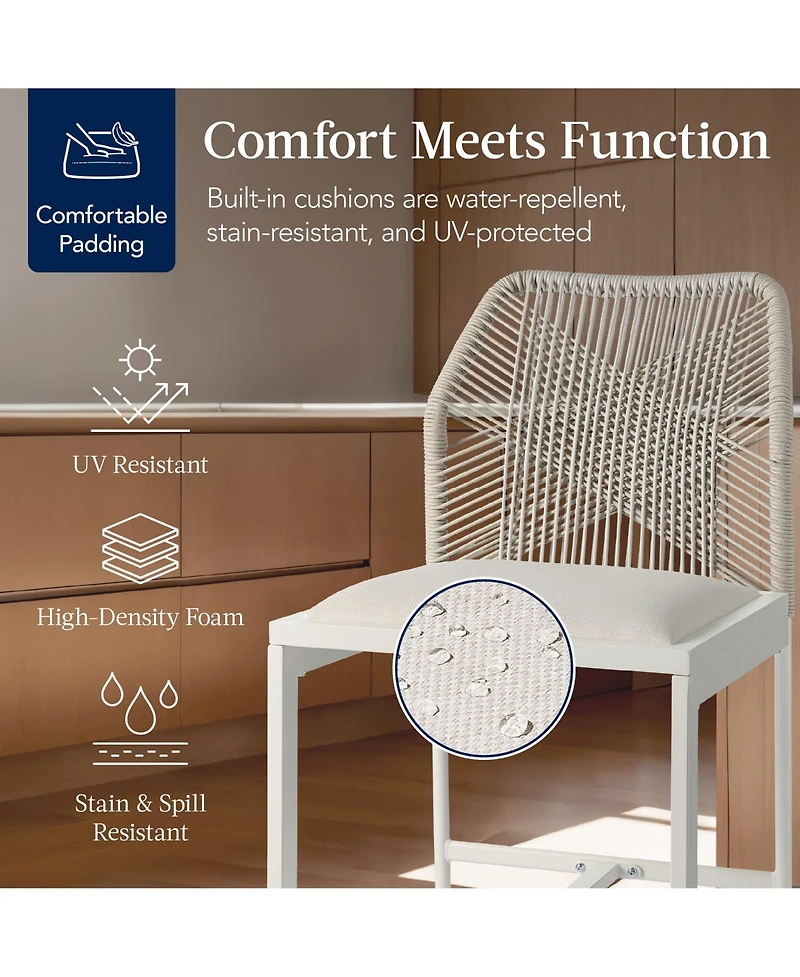 Best Choice Products Set of 2 Indoor Outdoor Counter Height Barstools w/ All-Weather Rope & Aluminum