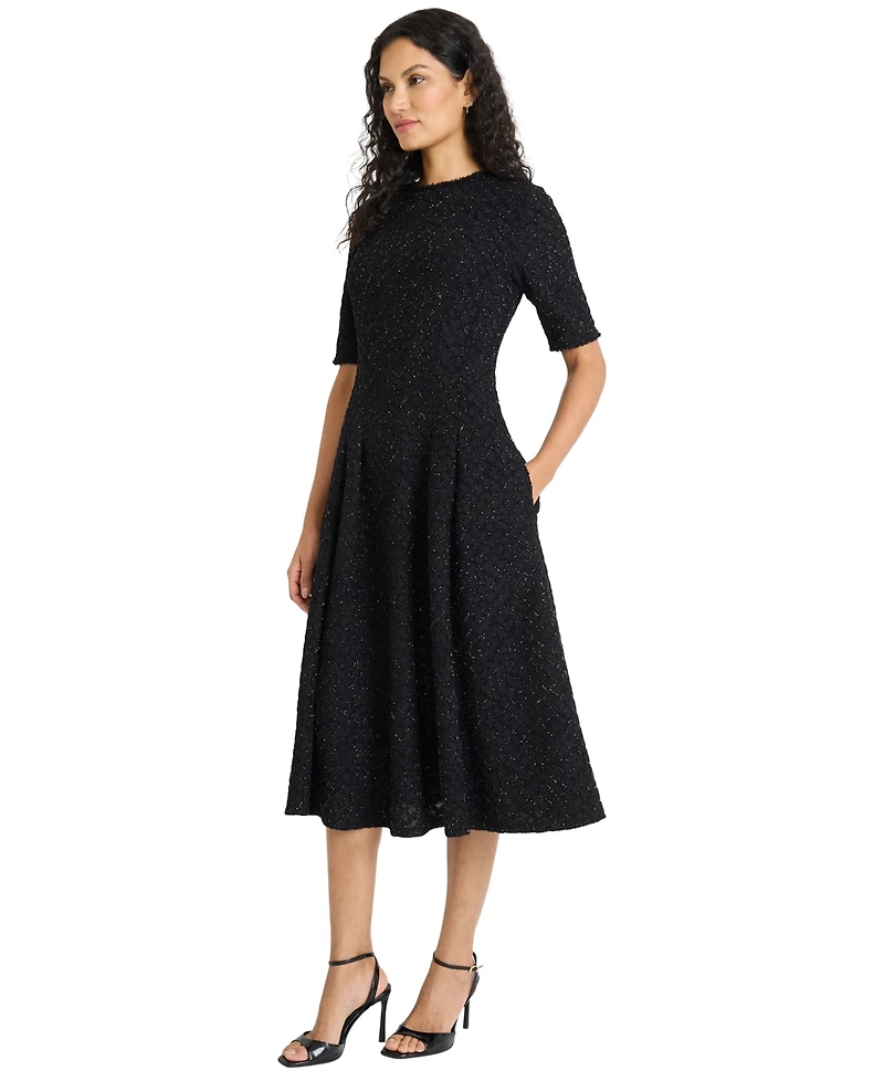 Maggy London Women's Crewneck Metallic Midi Dress