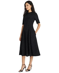 Maggy London Women's Crewneck Metallic Midi Dress