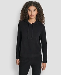 Dkny Women's Feather Yarn Hood Tonal Hoodie