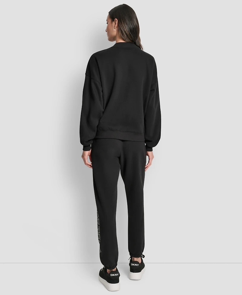 Dkny Women's Exploded Rhinestone Varsity Logo Sweatshirt