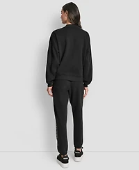 Dkny Women's Exploded Rhinestone Varsity Logo Sweatshirt