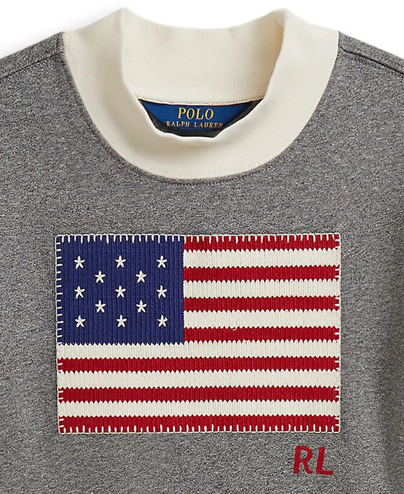 Polo Ralph Lauren Girls 7-16 Flag Mock Neck Sweatshirt
