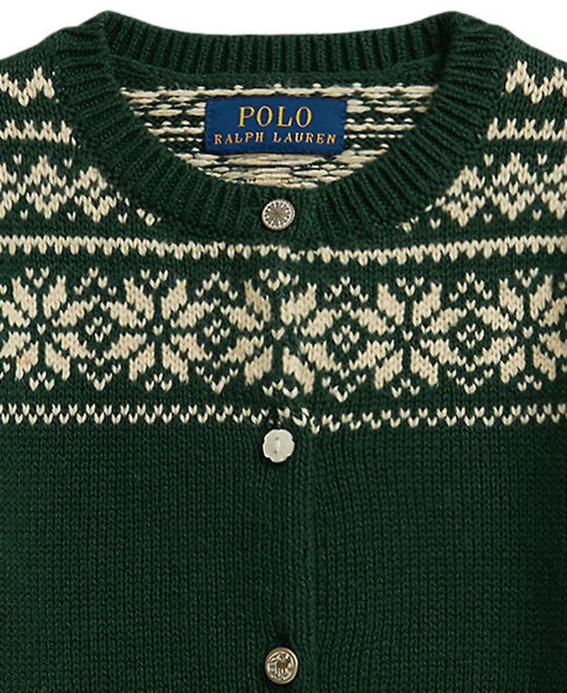 Polo Ralph Lauren Girls 2T-6X Reindeer Long Sleeve Cardigan