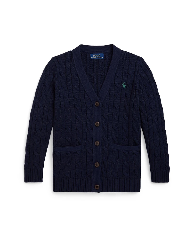 Polo Ralph Lauren Girls 2T-6X Cable V-Neck Cardigan