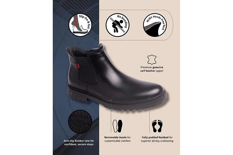 Marc Joseph New York Men's Clark Road Hands-Free Slip On Technology Leather Laceup Chukka Boots